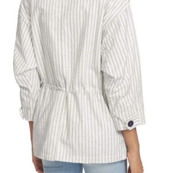 Joie Cristi White and Blue Stripe Utility Jacket - Picture 3 of 16